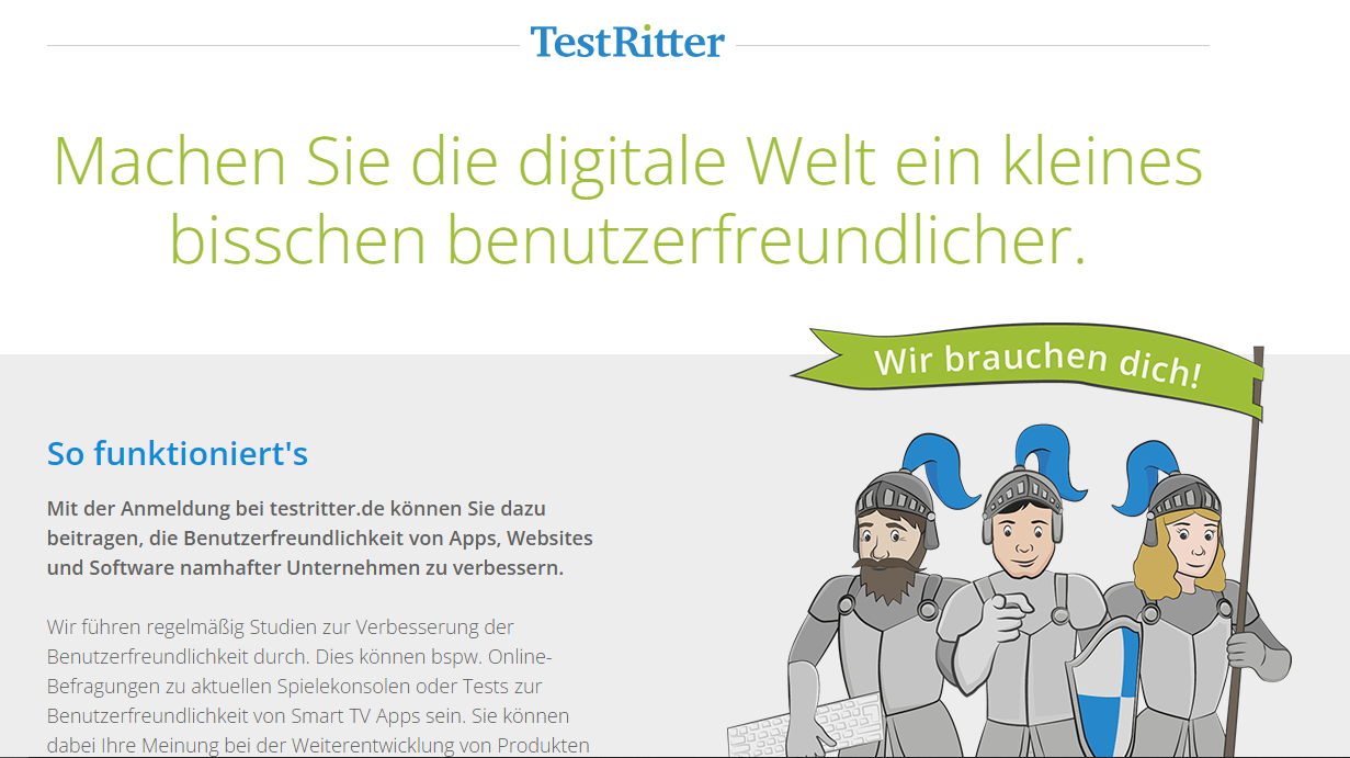 Geld verdienen als Usability Tester mit TestRitter.de